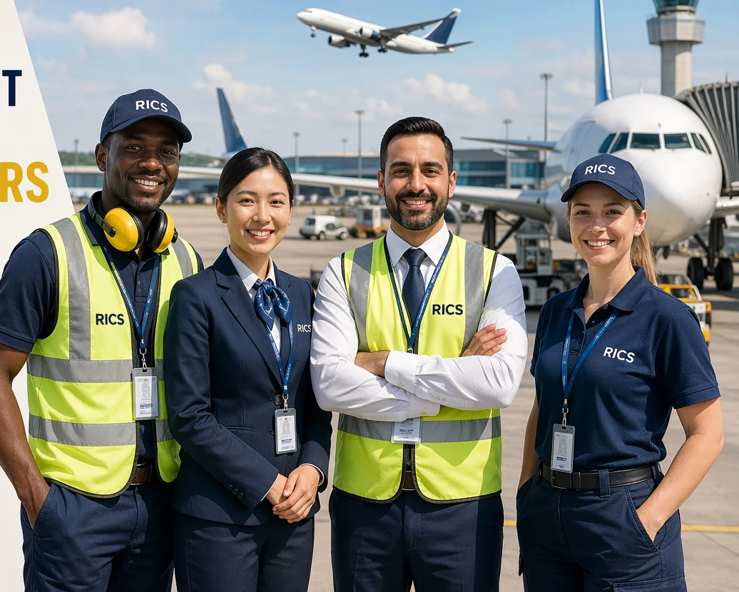 RICS recruitment professionals in an airport staffing environment